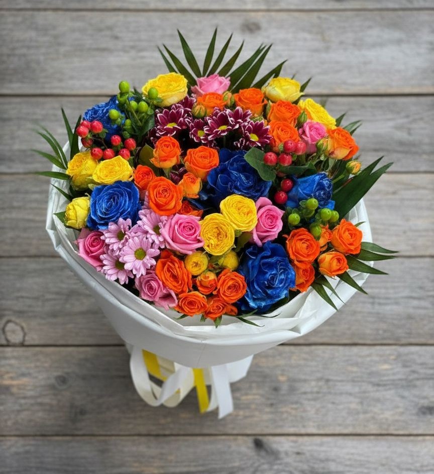 Букет цветов из: Розы и Хризантемы в Ильинское-Хованское