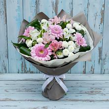 Букет цветов из:  Герберы, Альстромерии и Хризантемы в Ильинское-Хованское