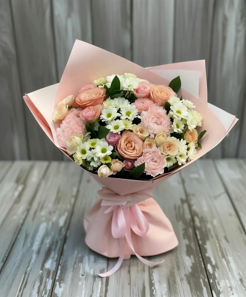 Букет цветов из: Гвоздики, Розы и Хризантемы в Ильинское-Хованское