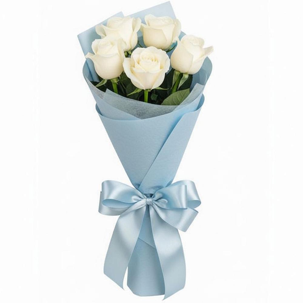 Букет 5 Белых роз Проуд в Ильинское-Хованское