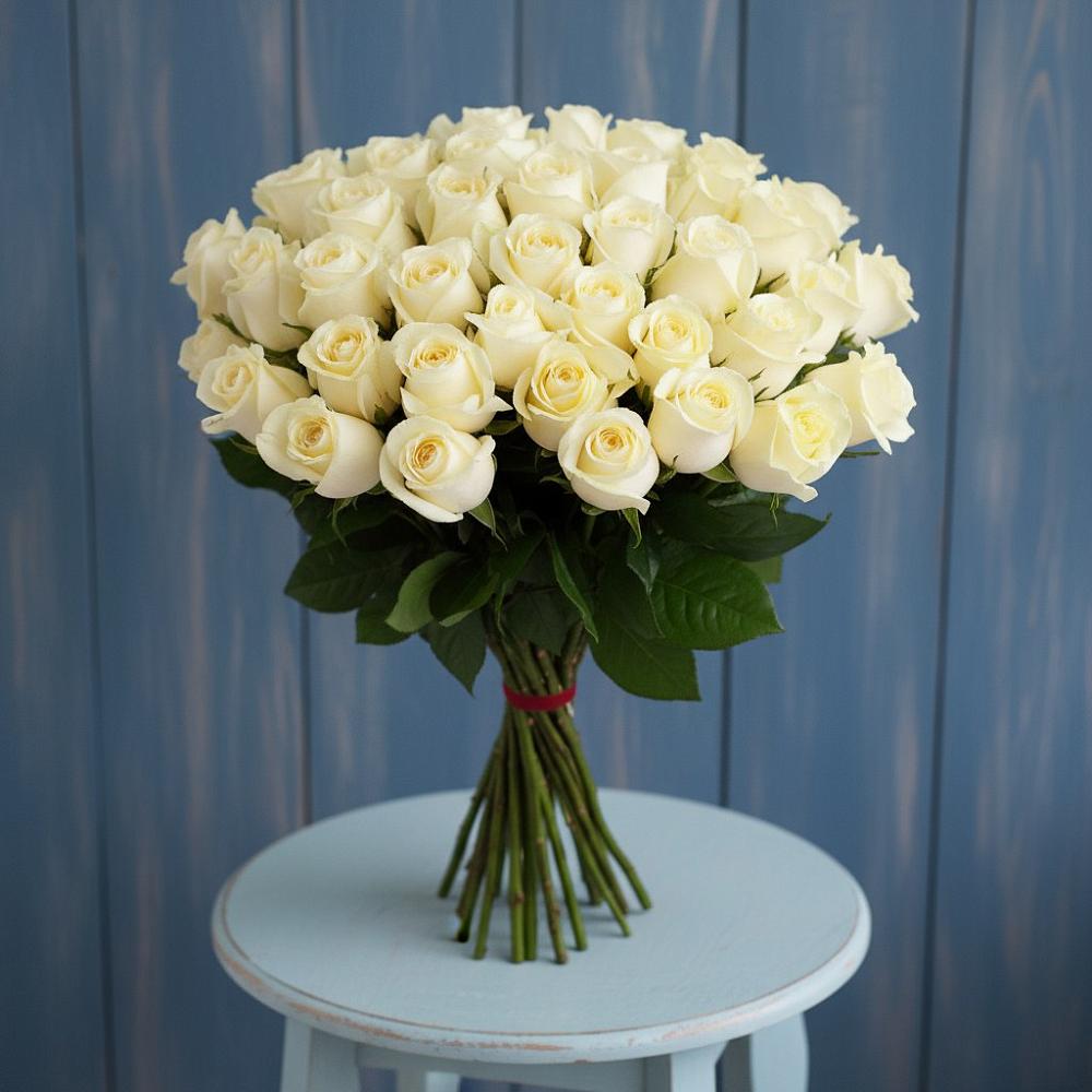 Букет 51 Белая роза Эдлесс Лав в Ильинское-Хованское