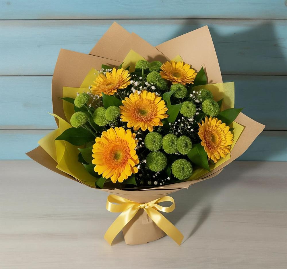 Букет цветов из: Герберы и Хризантемы в Ильинское-Хованское