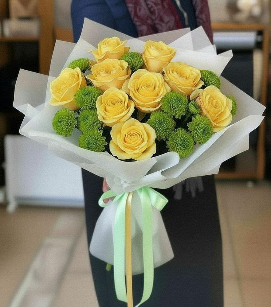 Букет цветов из: Хризантемы и Розы в Ильинское-Хованское