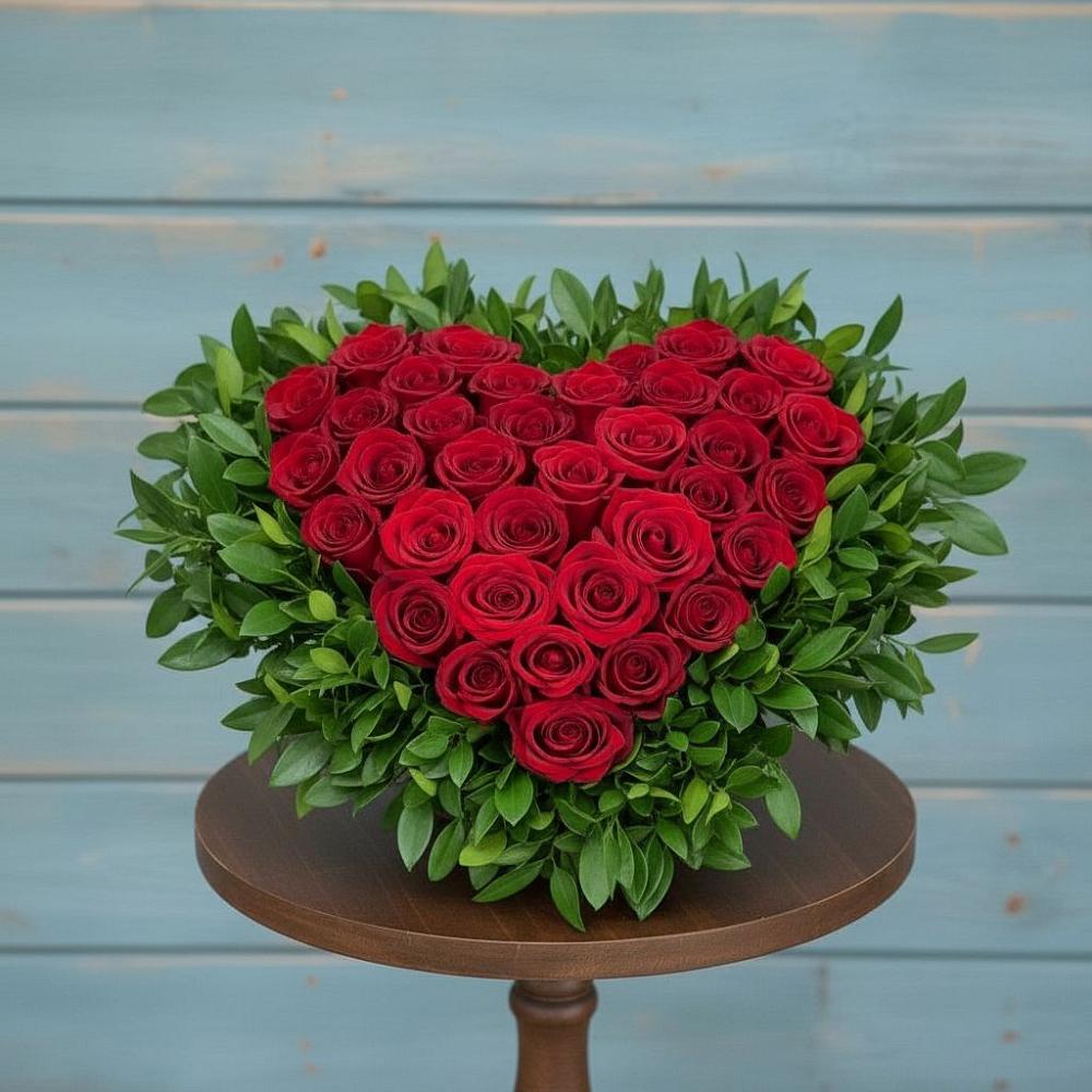 Цветочная композиция из Розы в виде сердца в Ильинское-Хованское