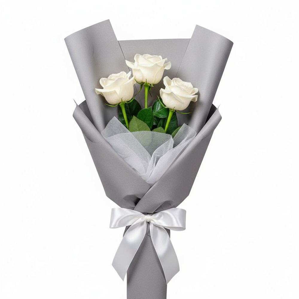 Букет 3 белые розы в Ильинское-Хованское