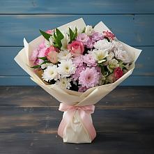 Букет цветов из:  Хризантемы, Альстромерии и Розы в Ильинское-Хованское