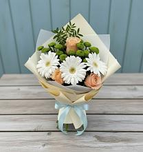 Букет цветов из:  Герберы, Розы и Хризантемы в Ильинское-Хованское