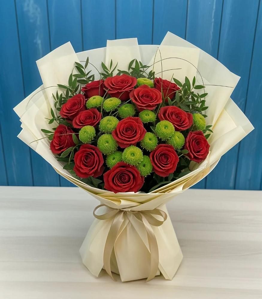 Букет цветов из: Розы и Хризантемы в Ильинское-Хованское