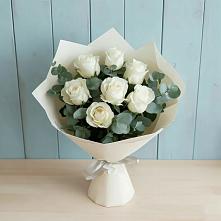 Букет Белые розы в Эвкалипте в Ильинское-Хованское