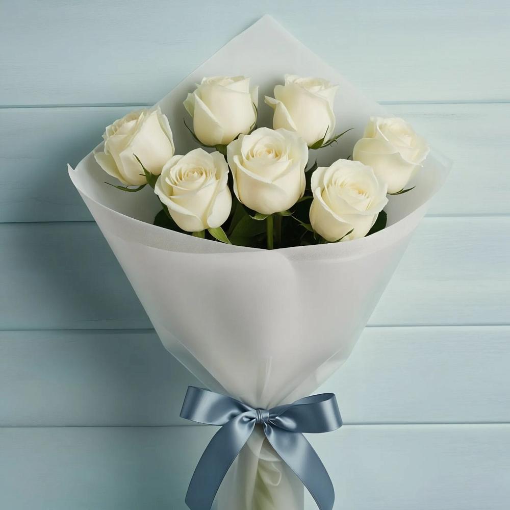 Букет 7 Белых роз Эдлесс Лав в Ильинское-Хованское
