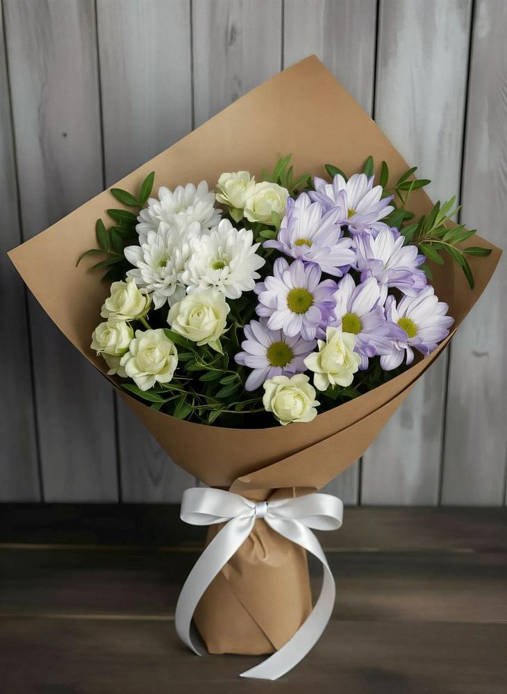 Букет цветов из: Хризантемы и Розы в Ильинское-Хованское